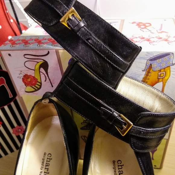 Charles David Black Ankle Strap Heels - Picture 2 of 5